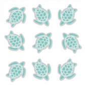Aqua Blue Zee Turtles Whimsical Nautical Sticker (Voorkant)