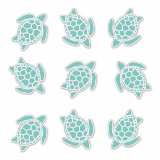 Aqua Blue Zee Turtles Whimsical Nautical  Sticker (Voorkant)