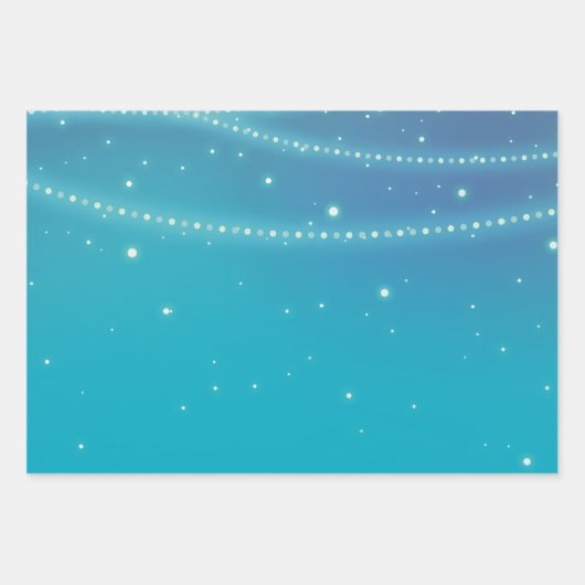 Aqua Blue Zeemeermin Sparkle Inpakpapier Vel (Voorkant 2)