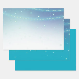 Aqua Blue Zeemeermin Sparkle Inpakpapier Vel