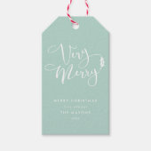 Aqua Blue Zeer Vrolijk Kerstcadeau Labels Cadeaulabel (Voorkant)