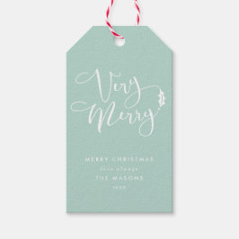 Aqua Blue Zeer Vrolijk Kerstcadeau Labels Cadeaulabel