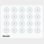 Aqua Blue Zig Zag Chevron Patroon Monogram Ronde Sticker (Vel)