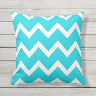 Aqua Blue Zigzag Chevron Pattern Kussens