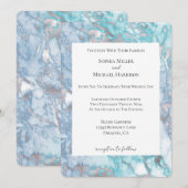 Aqua Blue Zilver Marmeren bruiloft Kaart (Voorkant / Achterkant)