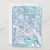 Aqua Blue Zilver Marmeren bruiloft Kaart (Achterkant)