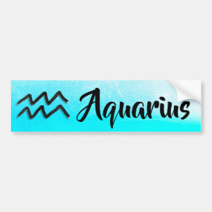 Aqua Blue Zodiac Sign Aquarius Horoscope Bumpersticker