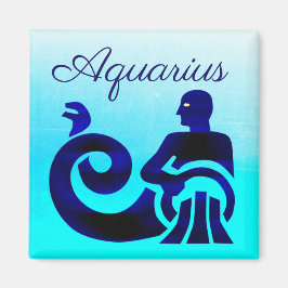Aqua Blue Zodiac Sign Aquarius Magneet