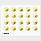 Aqua Blue Zonnebloem Bloemen Swirl Modern Bruiloft Ronde Sticker (Vel)