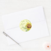 Aqua Blue Zonnebloem Bloemen Swirl Modern Bruiloft Ronde Sticker (Envelop)