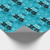 Aqua Blue Zwart Wit Nummers Gepersonaliseerd Cadeaupapier (Hoek)