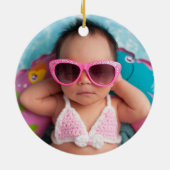 Aqua Blue Zwembad Foto Monogram Keramisch Ornament (Achterkant)