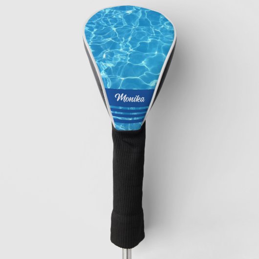 Aqua Blue Zwembad Gepersonaliseerd Golfheadcover (Voorkant)