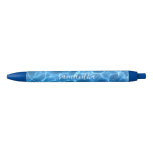 Aqua Blue Zwembad Krul Handtekening Naam Blauwe Inkt Pen