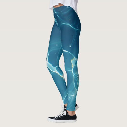 Aqua Blue Zwembad Water Pattern Leggings (Links)