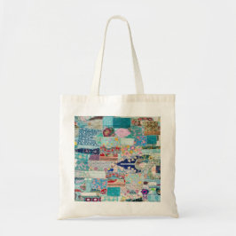 Aqua & Blues Quilt Tapestry Design Tote bag