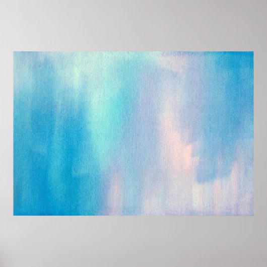 "Aqua Blush Abstracte" Waterverf Poster (Voorkant)
