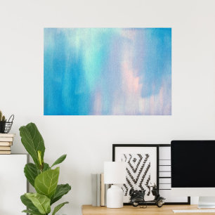 "Aqua Blush Abstracte" Waterverf Poster
