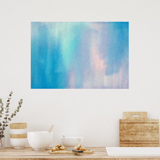 "Aqua Blush Abstracte" Waterverf Poster (Keuken)