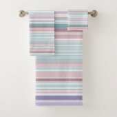 Aqua, Blush and Lavender Stripes Bad Handdoek (Insitu)
