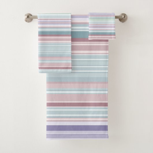 Aqua, Blush and Lavender Stripes Bad Handdoek (Insitu)