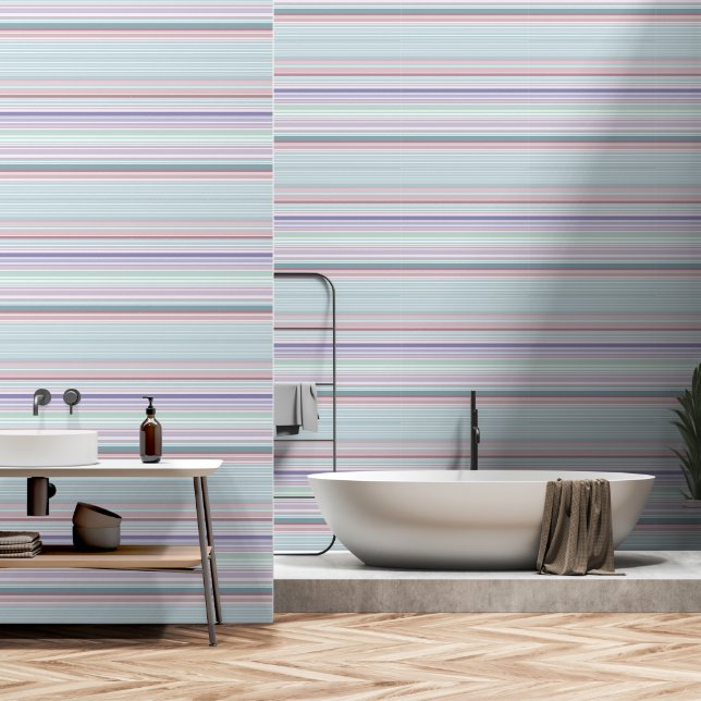 Aqua, Blush and Lavender Stripes Behang (Badkamer)