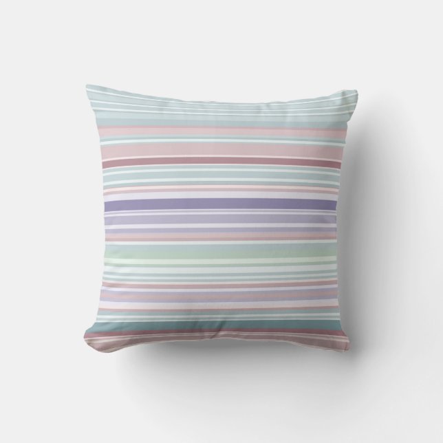 Aqua, Blush and Lavender Stripes Kussen (Voorkant)