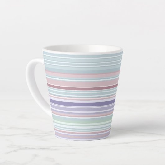 Aqua, Blush and Lavender Stripes Latte Mok (Linkerhoek)
