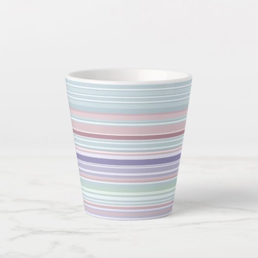 Aqua, Blush and Lavender Stripes Latte Mok (Voorkant)