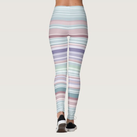 Aqua, Blush and Lavender Stripes Leggings (Achterkant)