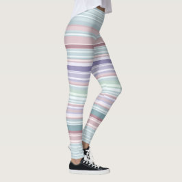 Aqua, Blush and Lavender Stripes Leggings