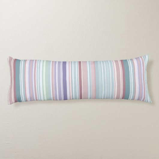 Aqua, Blush and Lavender Stripes Lichaamskussen (Achterkant)