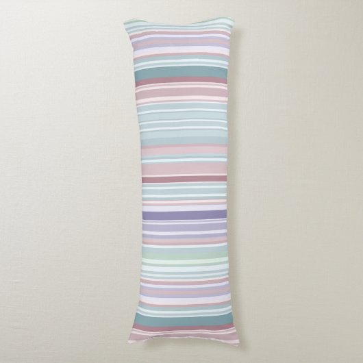 Aqua, Blush and Lavender Stripes Lichaamskussen (Voorkant Verticaal)