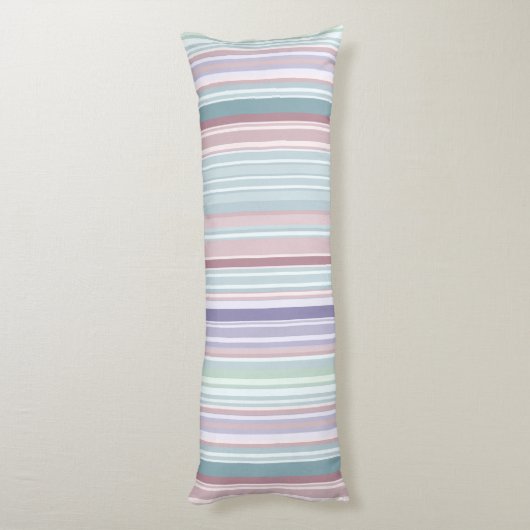 Aqua, Blush and Lavender Stripes Lichaamskussen (Achterkant (Verticaal))
