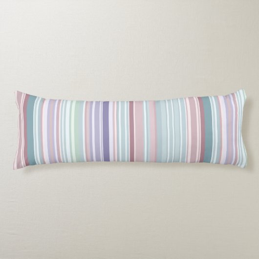 Aqua, Blush and Lavender Stripes Lichaamskussen (Voorkant)