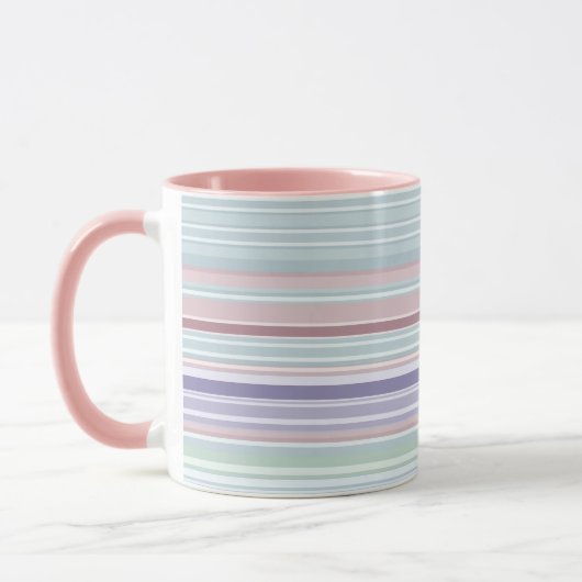 Aqua, Blush and Lavender Stripes Mok (Links)