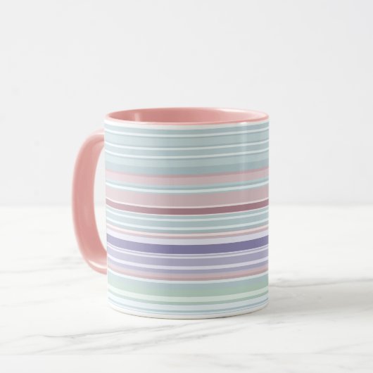 Aqua, Blush and Lavender Stripes Mok (Voorkant links)