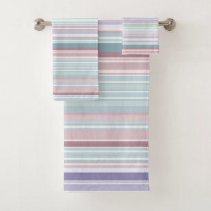 Aqua, Blush en Lavendel Strepen Bad Handdoek