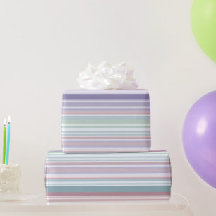 Aqua, Blush en Lavendel Strepen Cadeaupapier