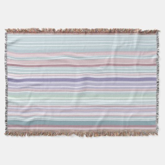 Aqua, Blush en Lavendel Strepen Deken (Voorkant)