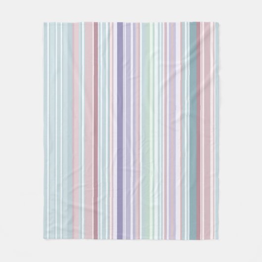 Aqua, Blush en Lavendel Strepen Fleece Deken (Voorkant)