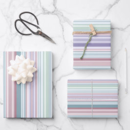 Aqua, Blush en Lavendel Strepen Inpakpapier Vel