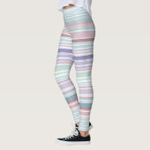 Aqua, Blush en Lavendel Strepen Leggings (Links)