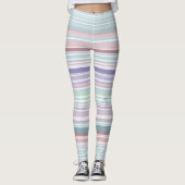 Aqua, Blush en Lavendel Strepen Leggings (Voorkant)