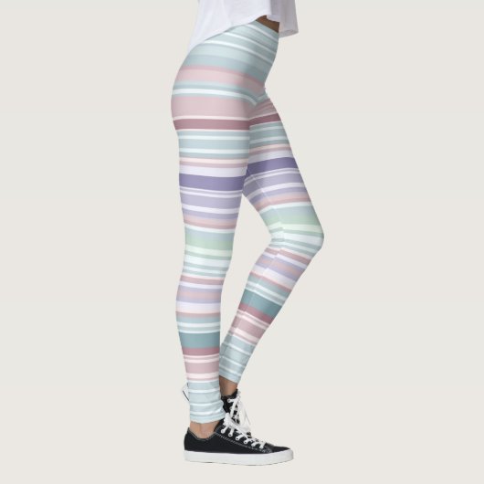 Aqua, Blush en Lavendel Strepen Leggings (Rechts)