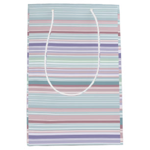 Aqua, Blush en Lavendel Strepen Medium Cadeauzakje