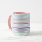 Aqua, Blush en Lavendel Strepen Mok (Voorkant links)
