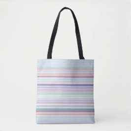 Aqua, Blush en Lavendel Strepen Tote Bag