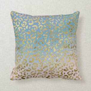 Aqua Blush Gold Leopard Print Kussen