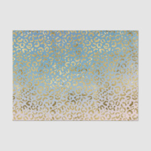 Aqua Blush Gold Leopard Print Tissuepapier